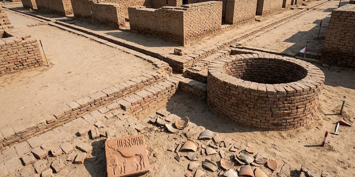 Terracotta brick wells and drainage sewers excavated at Harappa